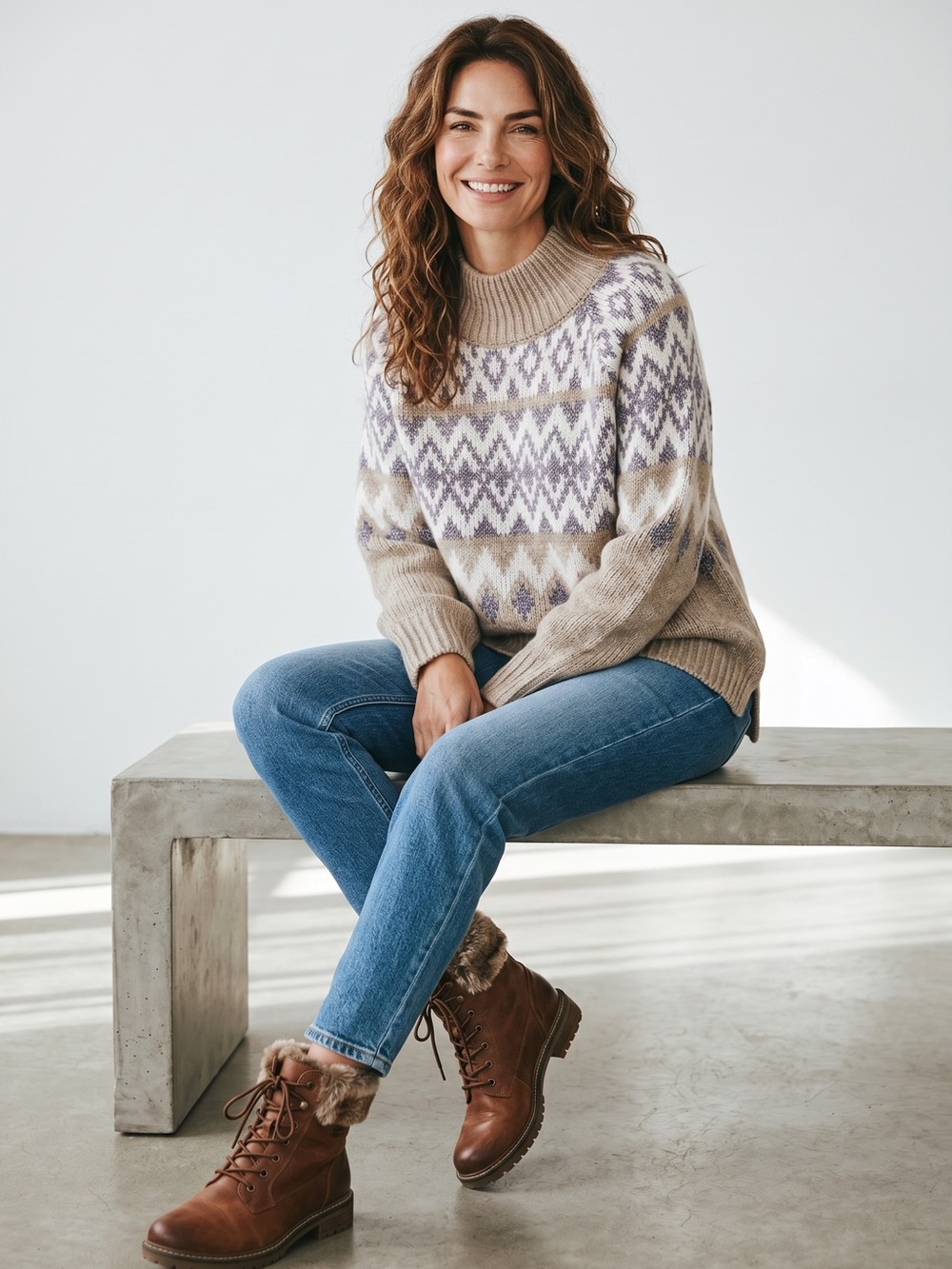 NWT- Lucky Brand Nordic - Fair Isle mock neck sweater. Size XL/TG